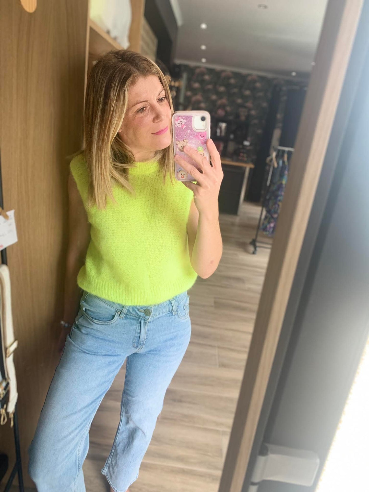 Pull sans manches jaune fluo