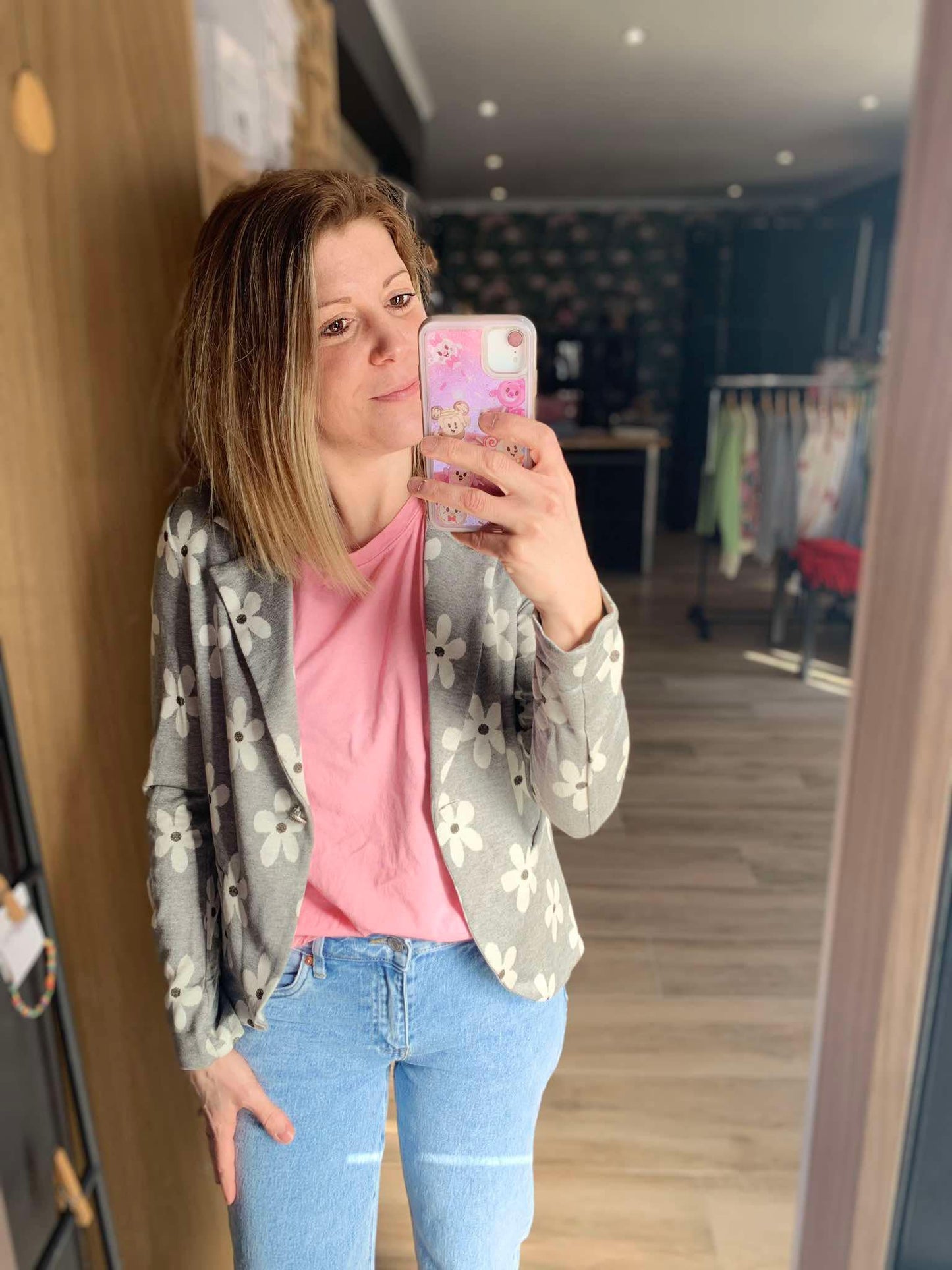 Blazer gris fleurs