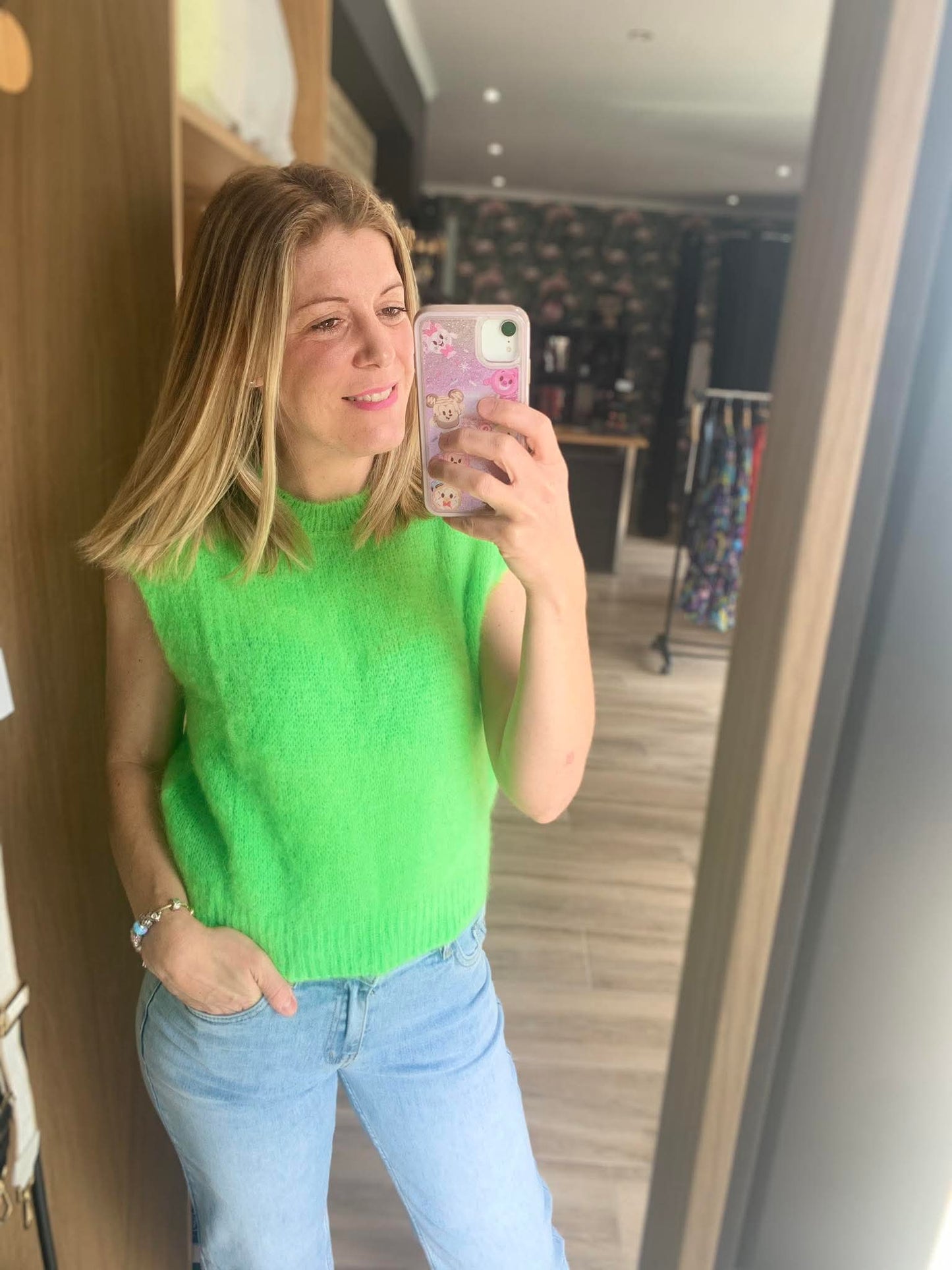 Pull sans manches vert fluo