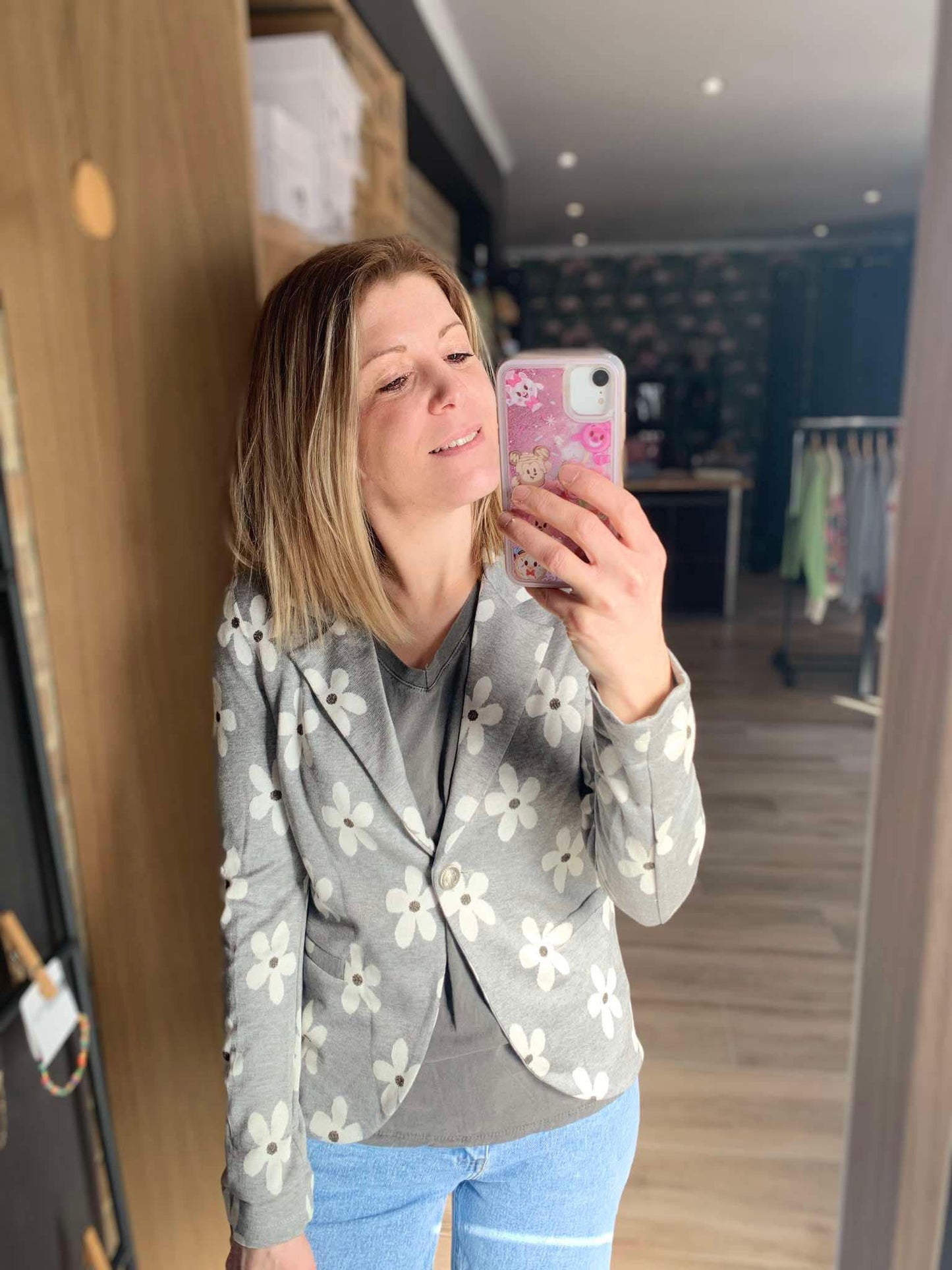 Blazer gris fleurs