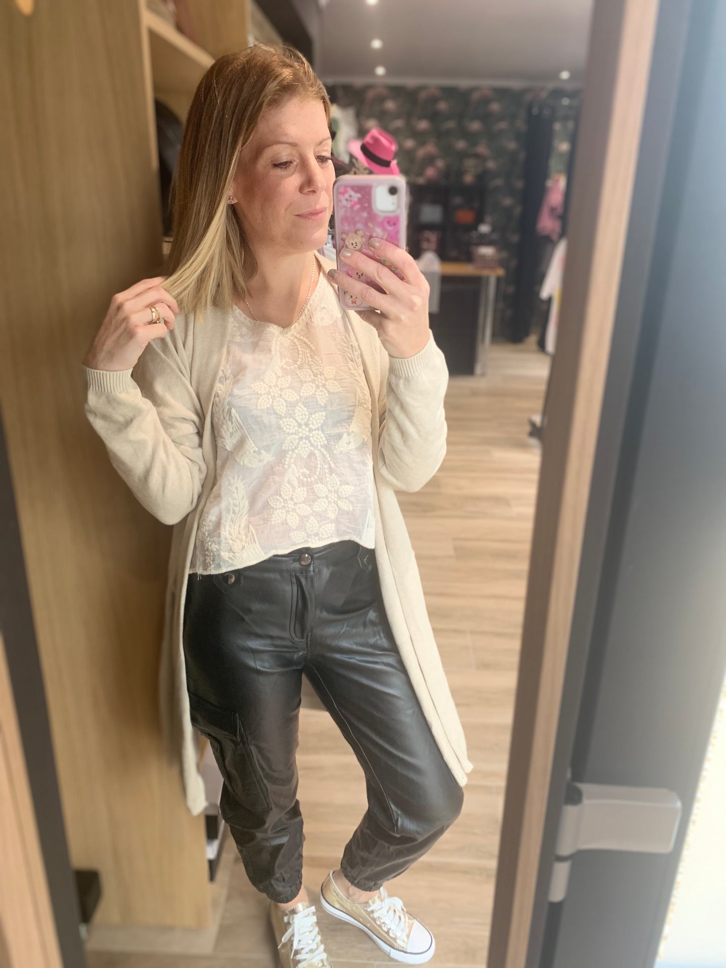 Long gilet beige