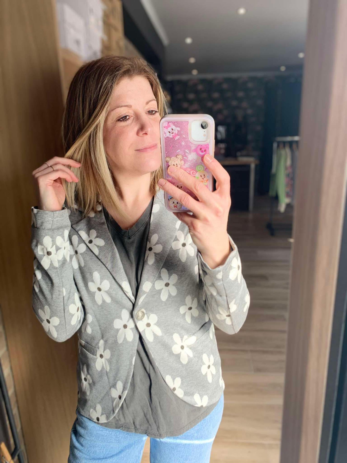 Blazer gris fleurs