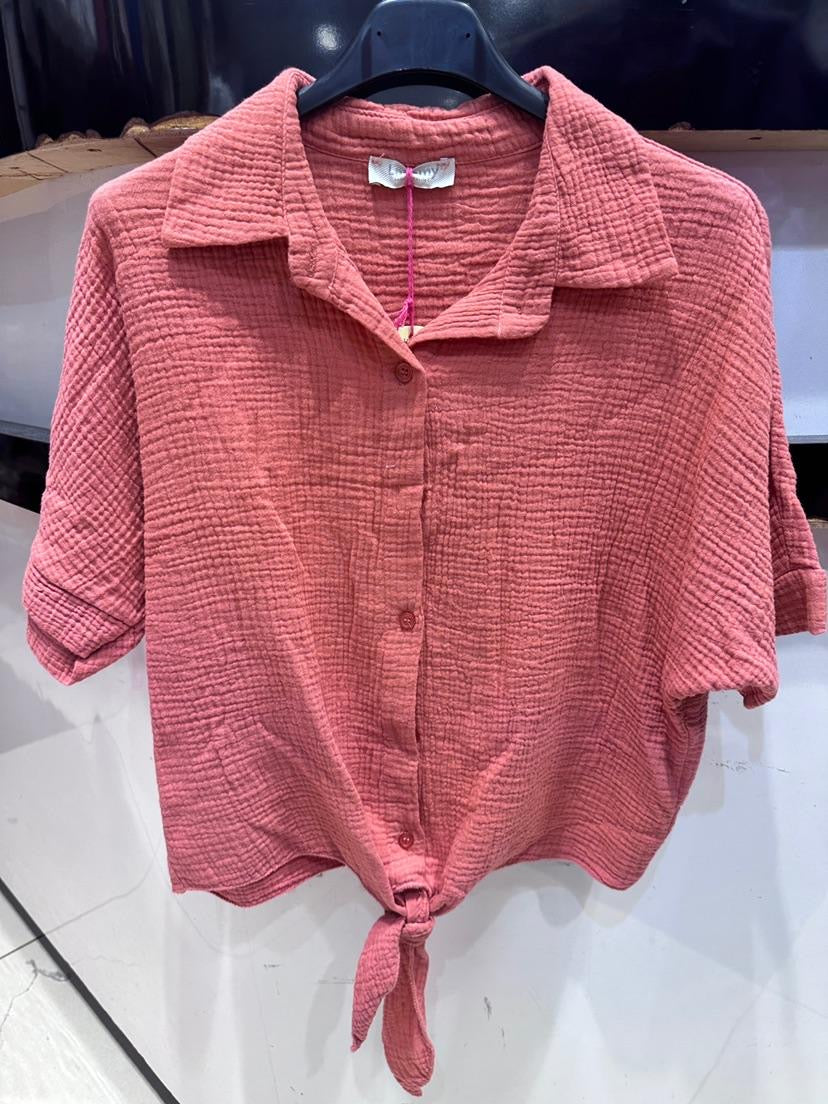 Chemise manches courtes gaze de coton