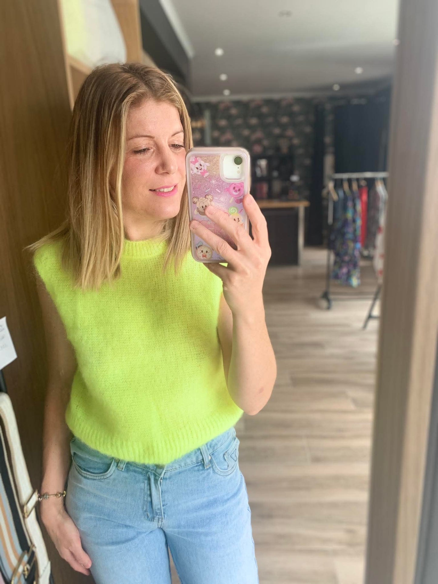 Pull sans manches jaune fluo