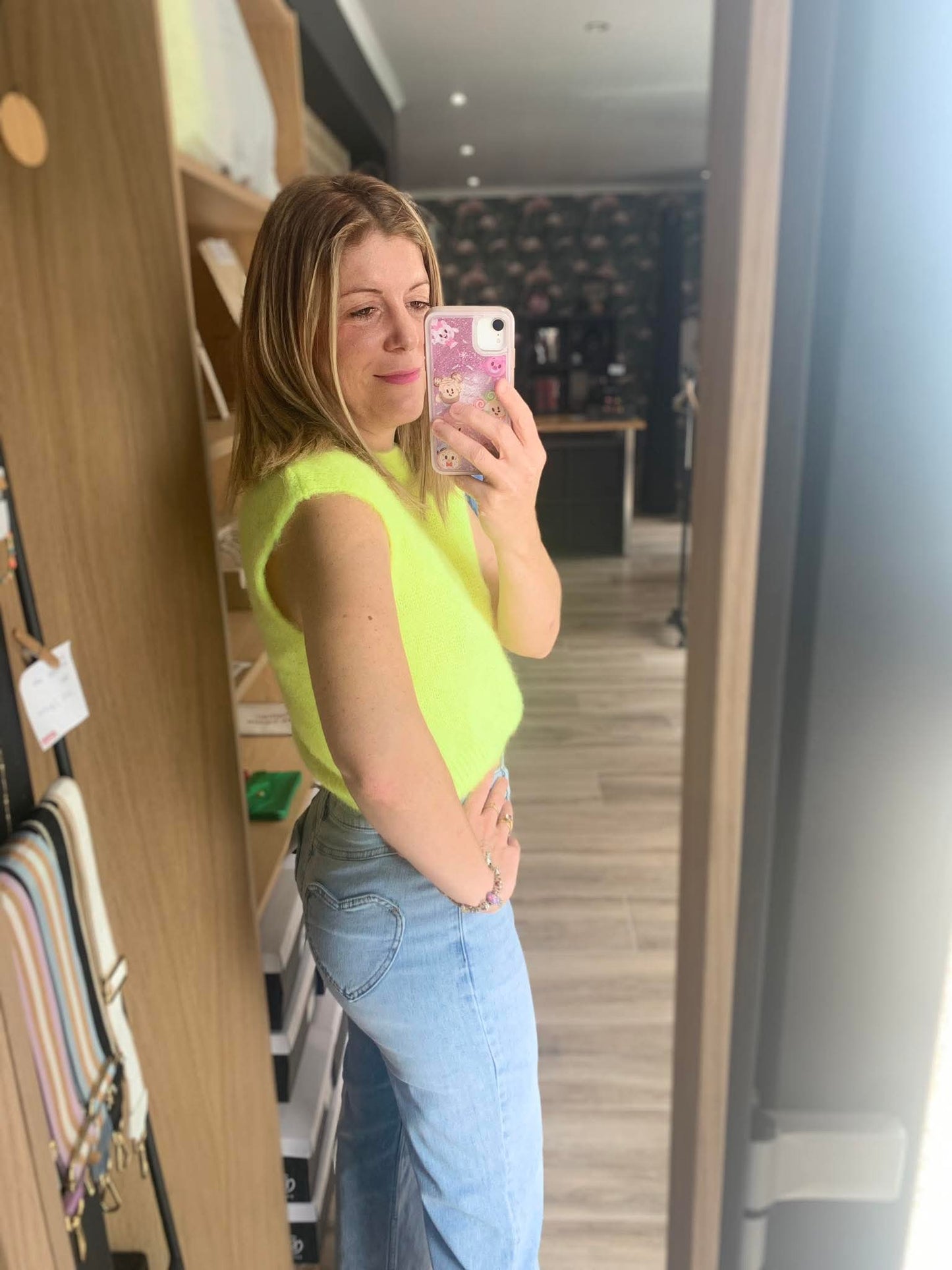 Pull sans manches jaune fluo