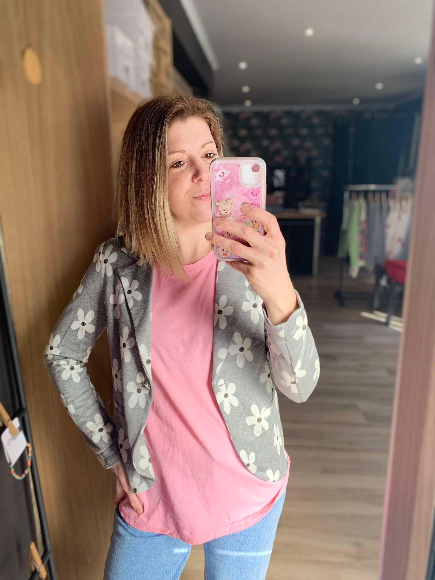 Blazer gris fleurs