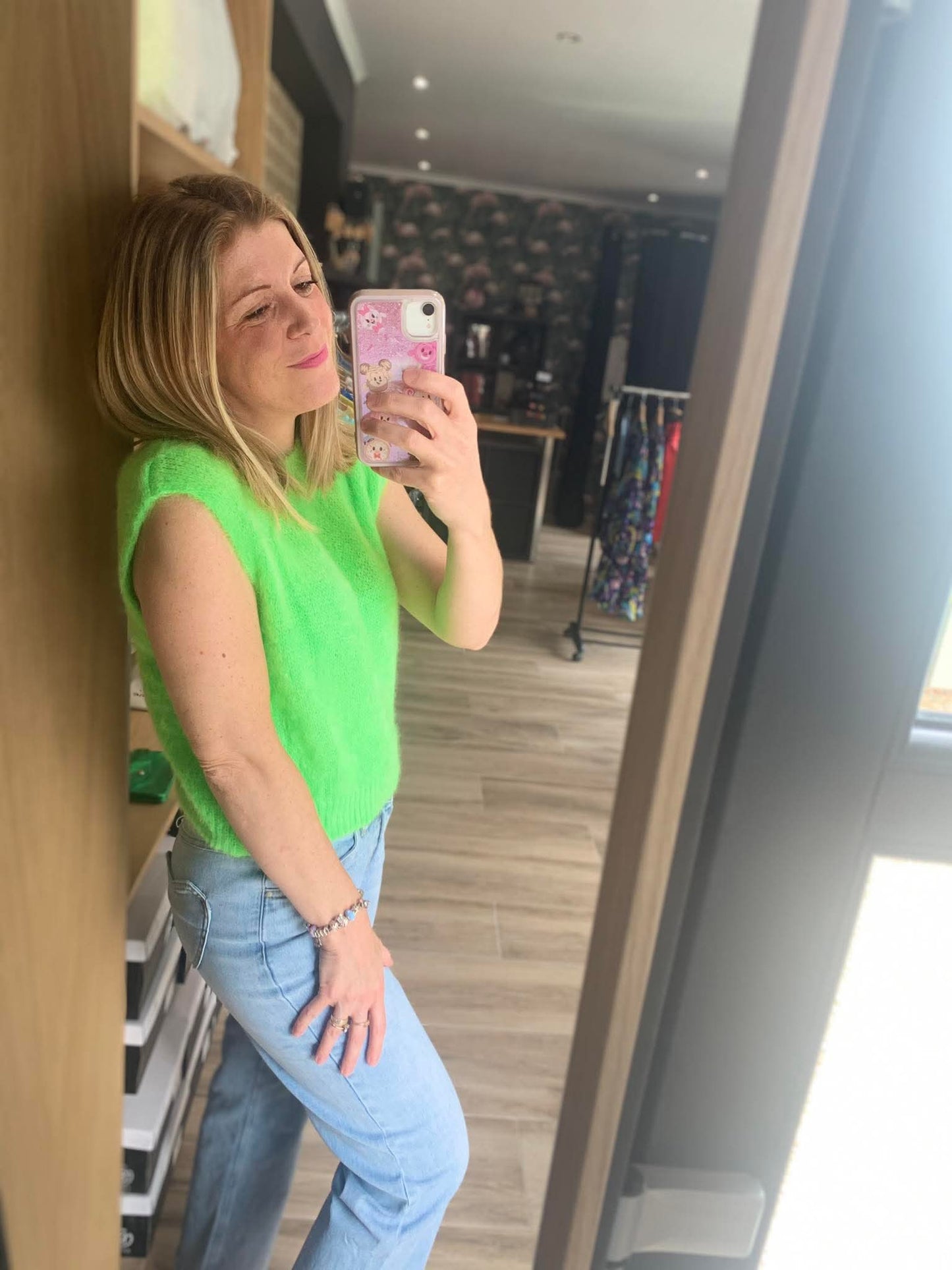 Pull sans manches vert fluo