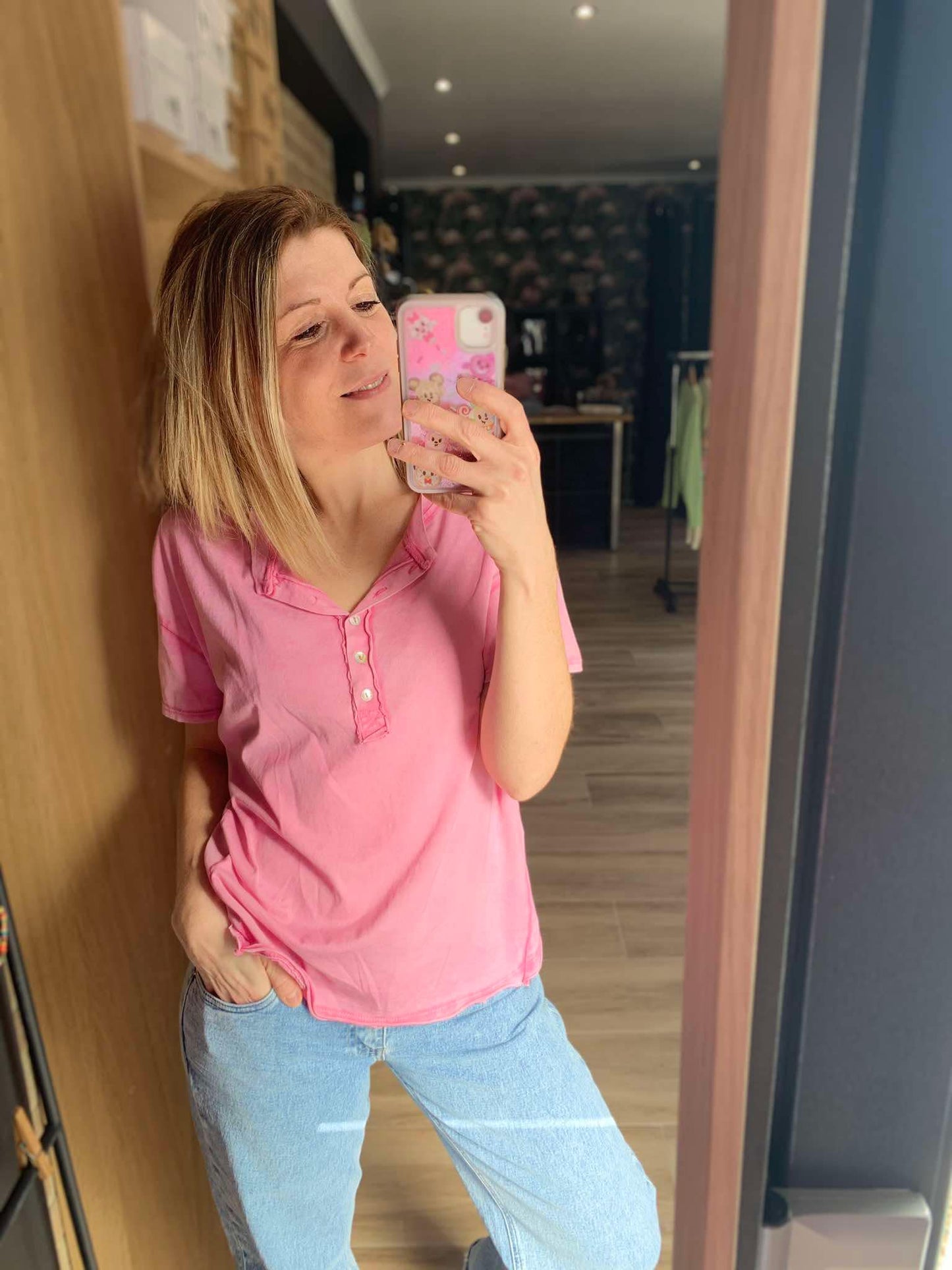 T-shirt rose smiley