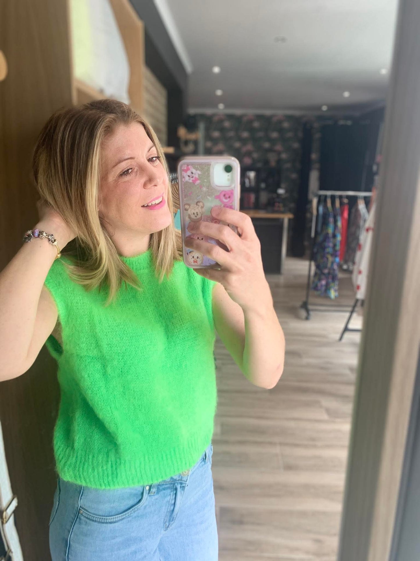 Pull sans manches vert fluo