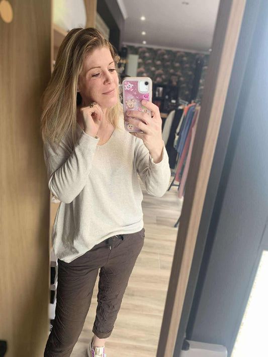 Pull beige pailleté