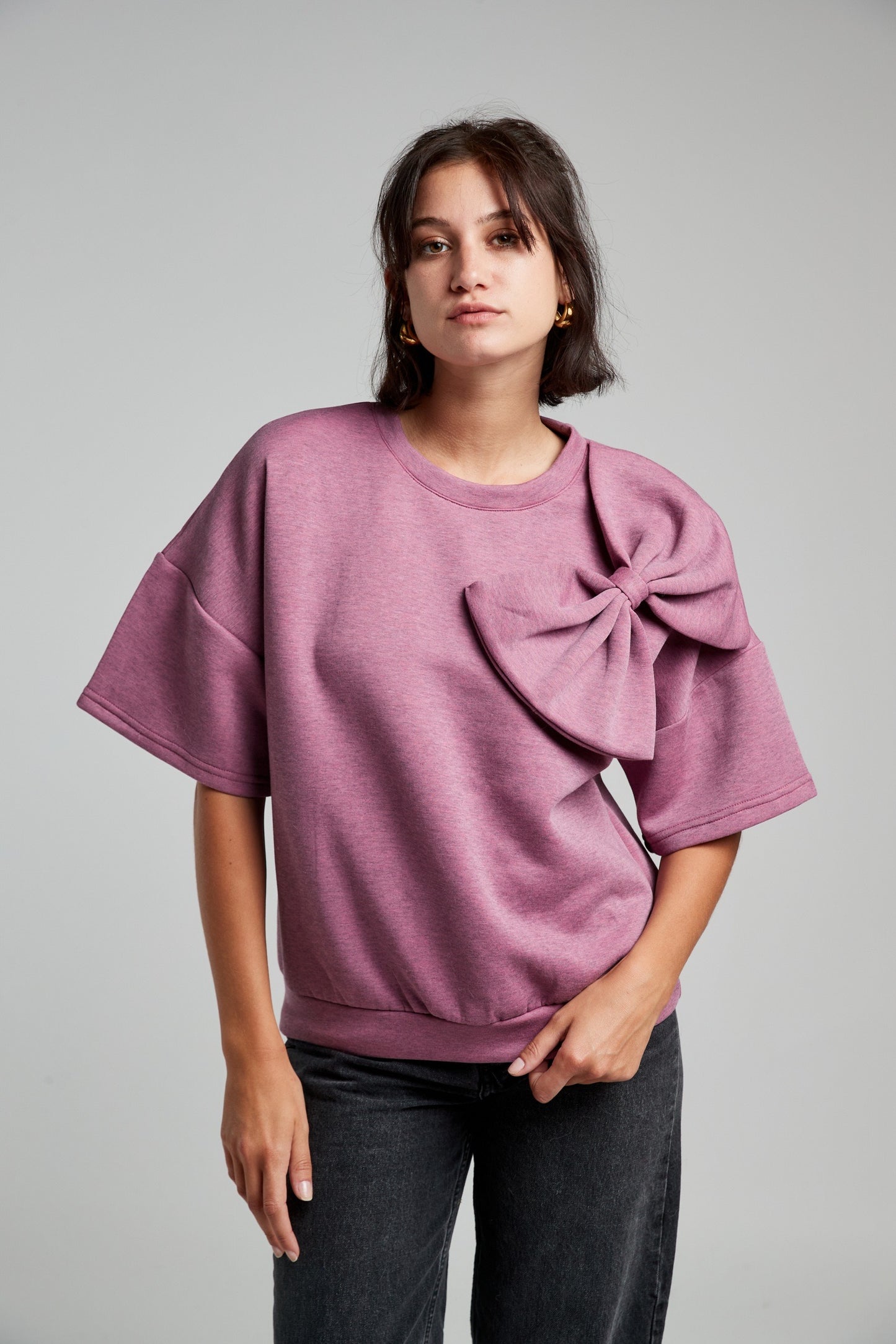 Blouse noeud rose