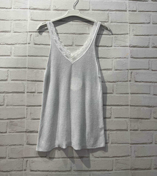 Top lurex blanc