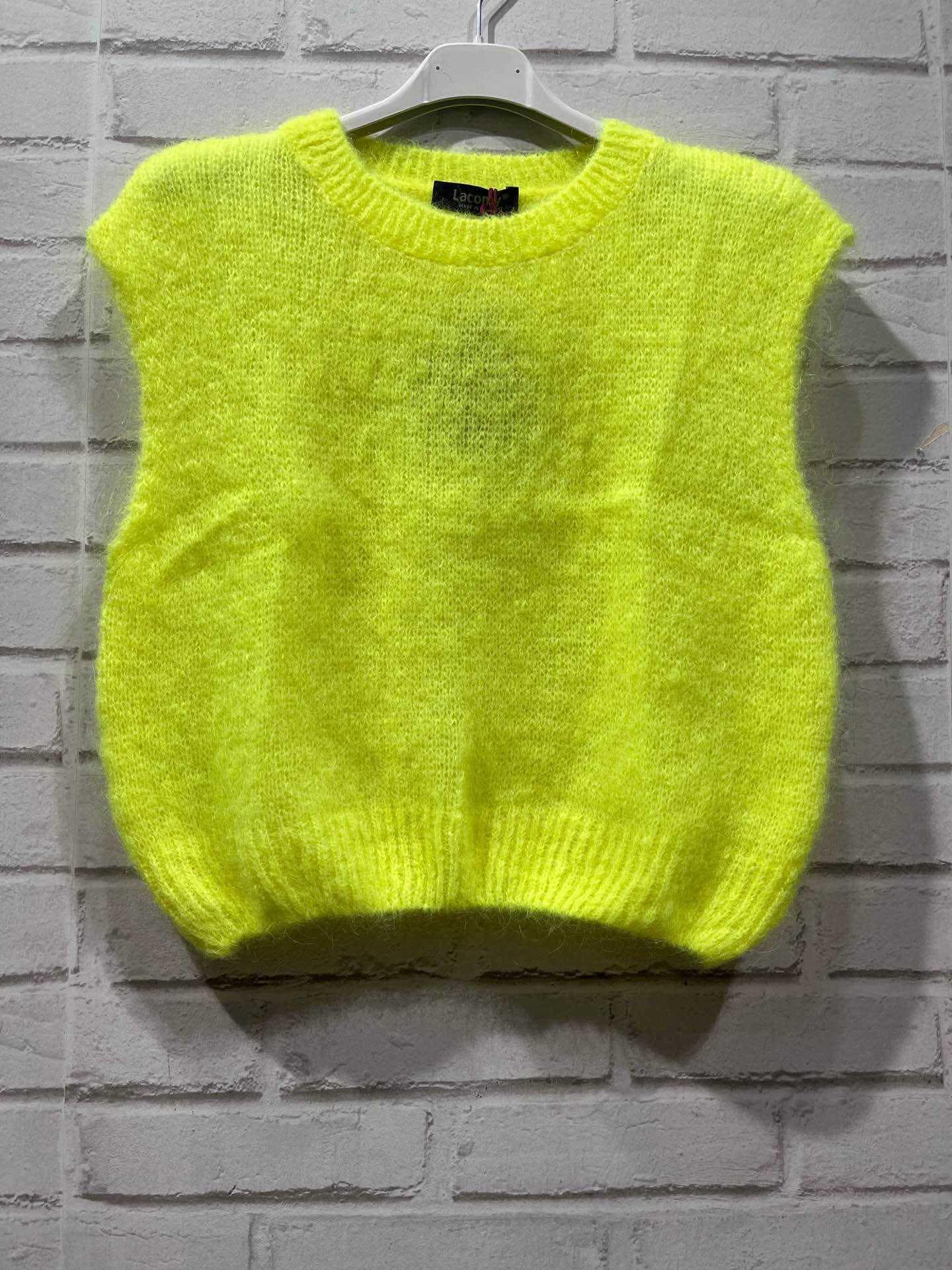 Pull sans manches jaune fluo