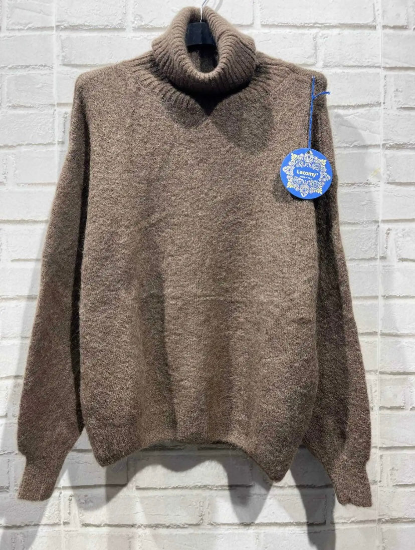 Pull col roulé taupe