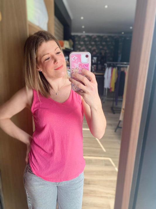 Top fushia en coton