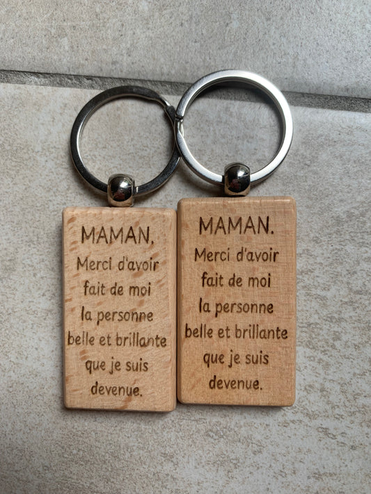 Porte clés en bois SPÉCIAL MAMAN